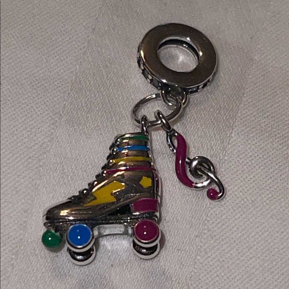 Pandora 925 Sterling Silver Colorful Roller Skate Charm Pendant with Music Note - Picture 6 of 15